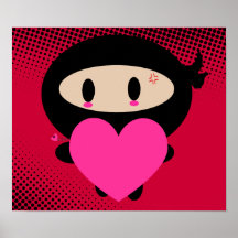 Impresión del corazón de Kawaii Ninja Posters