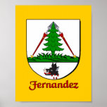 Impresión del escudo de la familia de Fernández Posters
