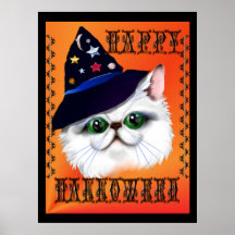 Impresión del gatito de la bruja del feliz Hallowe Posters