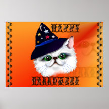 Impresión del gatito de la bruja del feliz Hallowe Posters