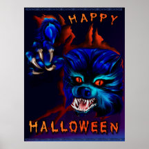 Impresión del hombre lobo de Halloween Poster