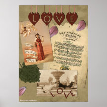 Impresión del libro de recuerdos del amor del vint poster