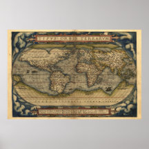 Impresión del mapa del atlas del mundo del vintage impresiones