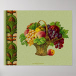 Impresión del poster de la cesta de fruta del arte
