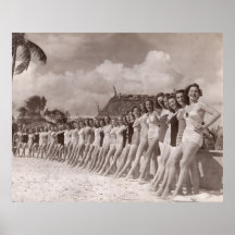 Impresión del poster de los bañadores del vintage 