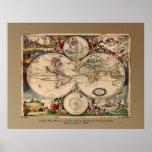 Impresión del poster del mapa de Viejo Mundo de Ju