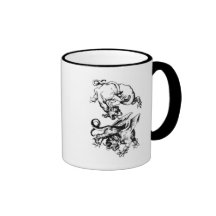 IMPRESIÓN DEL VINTAGE DE LA BATALLA DEL DRAGÓN TAZAS