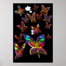 Impresión del vuelo de la mujer de la mariposa dej poster