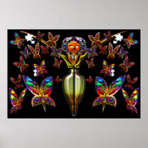 Impresión del vuelo de la mujer de la mariposa posters