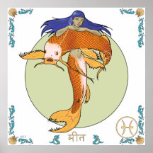 Impresión del zodiaco de la sirena - Piscis Posters