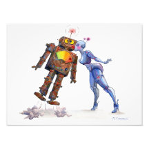 Impresión dulce del amor del robot arte fotografico