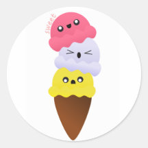 Impresión "dulce" del helado del kawaii etiquetas  