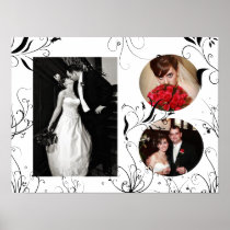 Impresión elegante del marco de la foto del boda posters