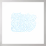 Impresión enmarcada coral azul sutil del océano posters
