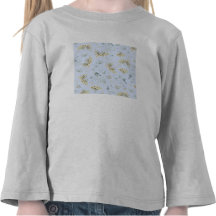 Impresión floral azul y blanca del vintage camisetas