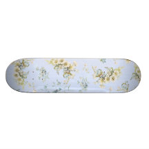 Impresión floral azul y blanca del vintage monopatin