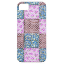 Impresión floral rosada y azul femenina del edredó iPhone 5 Case-Mate cárcasas