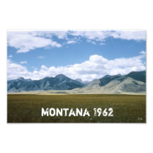 Impresión fotográfica del paisaje retro de Montana