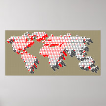 Impresión gris roja moderna del poster del mapa de
