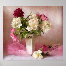 Impresión hermosa de la lona de los peonies posters