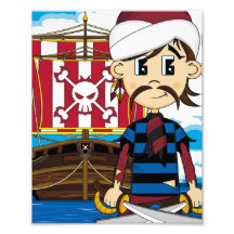 Impresión linda de la foto del pirata y de la nave