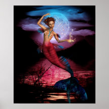 Impresión mágica del poster de la luna de la siren