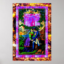 Impresión mítica del jardín de la fantasía de la o poster