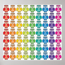 Impresión - modelo lindo del búho del arco iris poster
