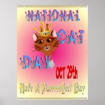 Impresión nacional del día del gato posters