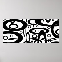 Impresión negra y blanca orbital del diseñador posters