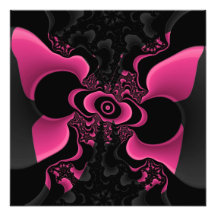 Impresión negra y rosada del fractal de la maripos cojinete