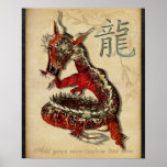 Impresión personalizada dragón rojo chino posters