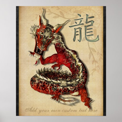 Impresión personalizada dragón rojo chino posters