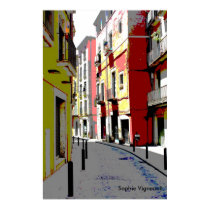 impresión psicodélica de la calle de España posters