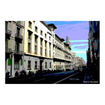 impresión psicodélica de la escena de la calle posters