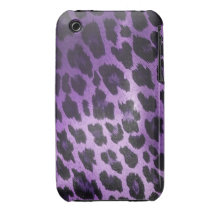 Impresión púrpura de la piel del leopardo iPhone 3 Case-Mate protectores