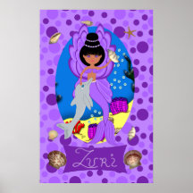 Impresión púrpura de Merfaery y del delfín Poster
