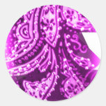IMPRESIÓN PÚRPURA DEL COLLAGE DE PAISLEY ETIQUETAS REDONDAS