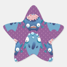 Impresión púrpura del monstruo del lunar pegatina forma de estrella personalizadas