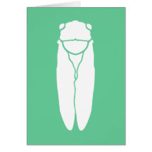 Impresión retra blanca del insecto de la cigarra tarjetas