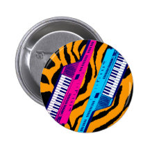 Impresión retra del tigre de Keytar de los años 80 Pin