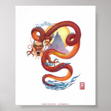 Impresión roja china del dragón impresiones