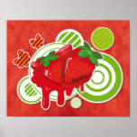 Impresión roja fresca de la fresa - poster
