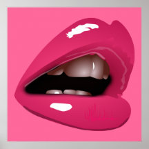 Impresión roja grande de la lona de los labios - r posters