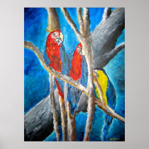 impresión tropical del arte de la pintura al óleo  poster