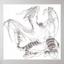 Impresión Unframed de la lona del dragón de la esp Poster