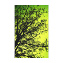 Impresión verde de la lona de la silueta del árbol impresiones en lona estiradas