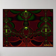 Impresión verde y roja posters