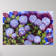Impresiones azules del poster de los Hydrangeas