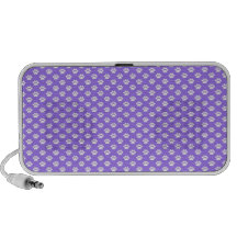 Impresiones de la pata en púrpura laptop altavoz